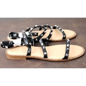 A‎ New Day Black Studded Gladiator Flat Sandals Women's Size 9